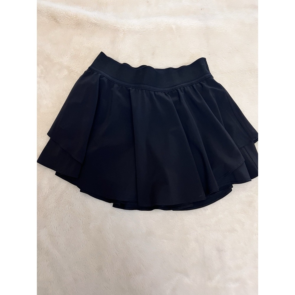 Lululemon Black Tiered Pleated Tennis Skirt Asymmetrical Accordion Sporty Size 4